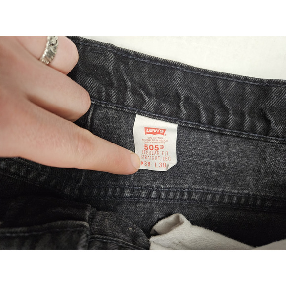 Vintage Y2K Levi's 505 Orange Tab Jeans Men's 38x30 Black Straight Leg REG Fit - Picture 9 of 11